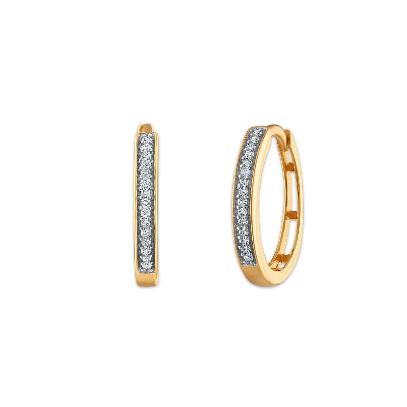 women vintage stud earrings -1/10 CTW Diamond Hoop Earrings in 10KT Yellow Gold