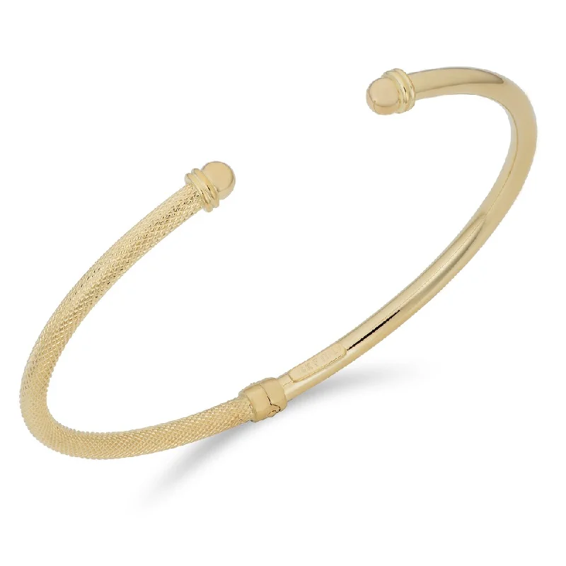 women pearl bracelets -14k Yellow Gold 3-mm Hinged Bangle Bracelet (7.5 inches)