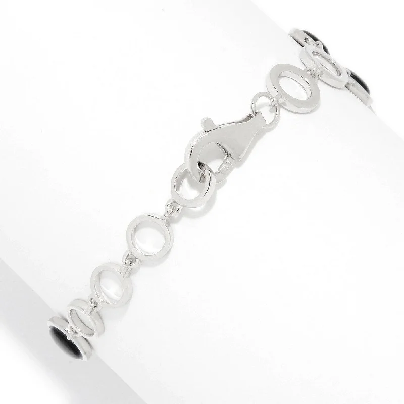 women tennis bangles -Sterling Silver Grey Mother-of-Pearl Sea Life 2-Row Bracelet