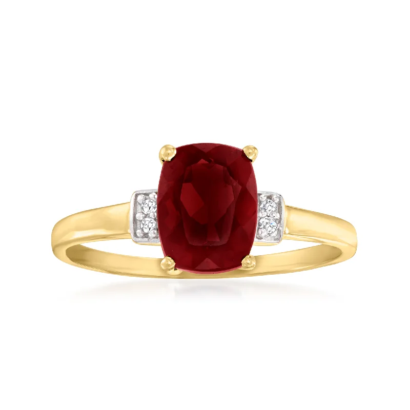 women luxury diamond rings -Canaria Garnet Ring With White Topaz Accents in 10kt Yellow Gold