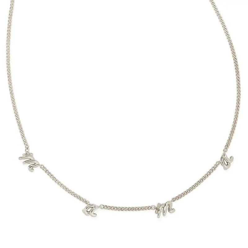 women simple chain necklaces -Kendra Scott | Mama Script Strand Necklace in Silver