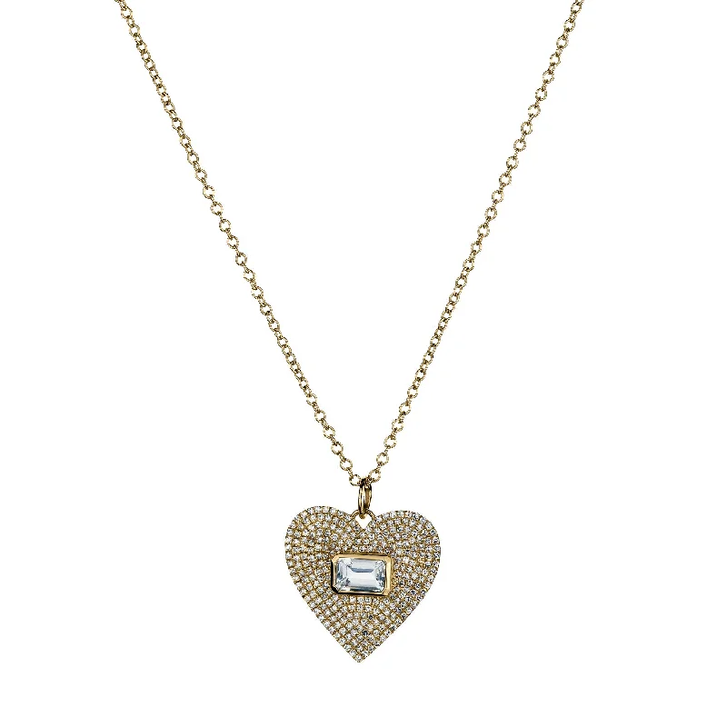 women opal necklaces -PAVÉ DIAMOND & WHITE TOPAZ HEART NECKLACE