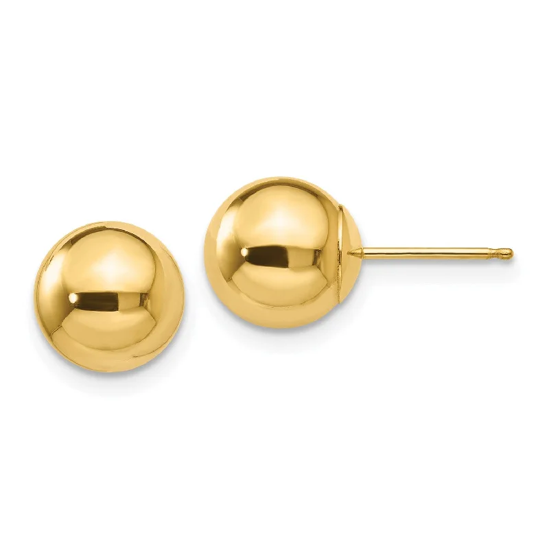 women crystal earrings -14KT Yellow Gold 8MM Stud Earrings