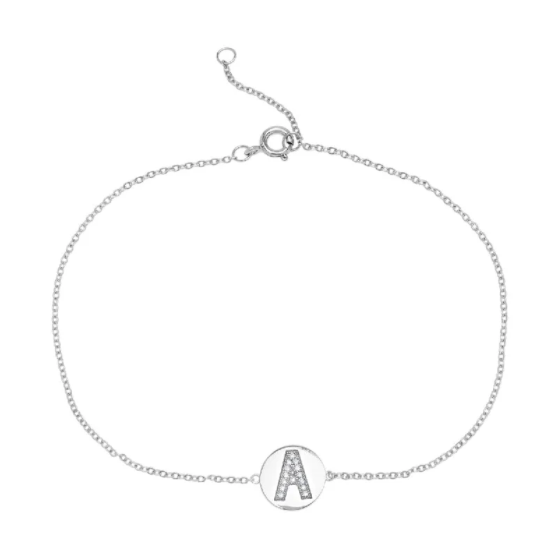 women statement bangles -Victoria Townsend .925 Sterling Silver Cubic Zirconia Initial Anklet Bracelet