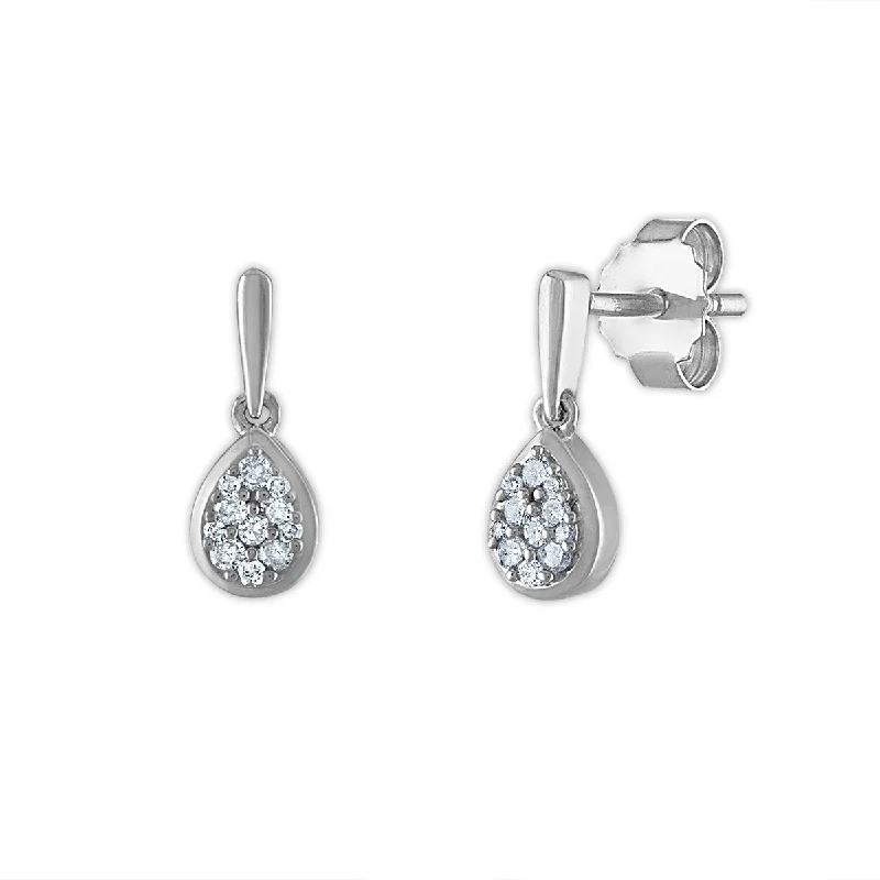 women gold earrings -1/6 CTW Diamond Drop & Dangle Earrings in Sterling Silver