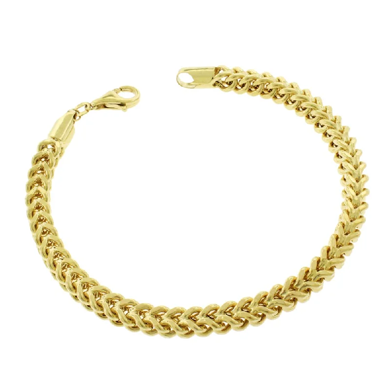 women bangles sets -10k Yellow Gold 5.5mm Hollow Franco Link Bracelet Chain 9"