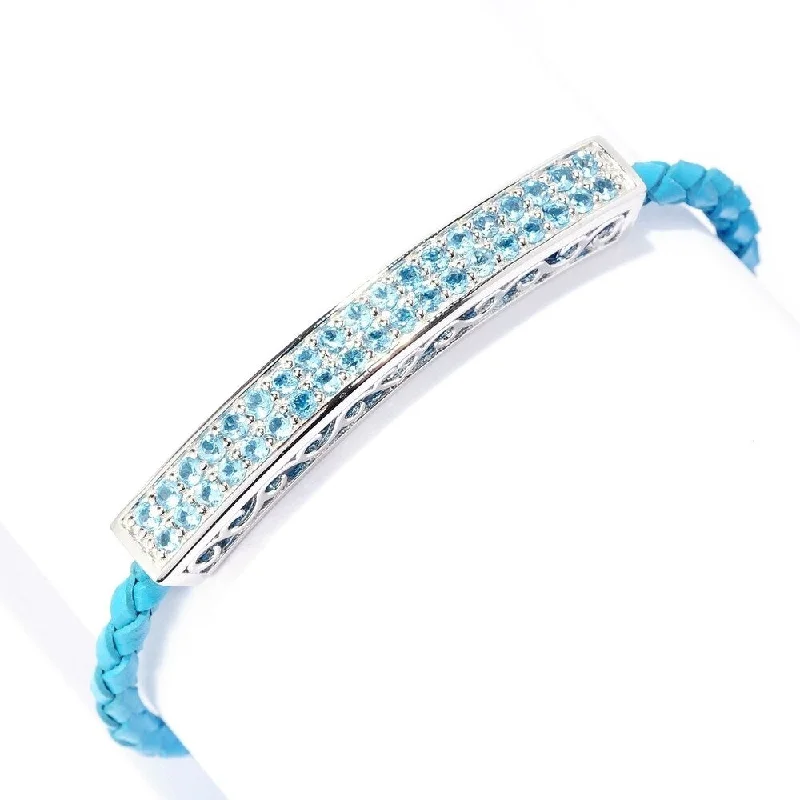 women gemstone bangles -925 Sterling Silver Sky Blue Topaz Bracelet