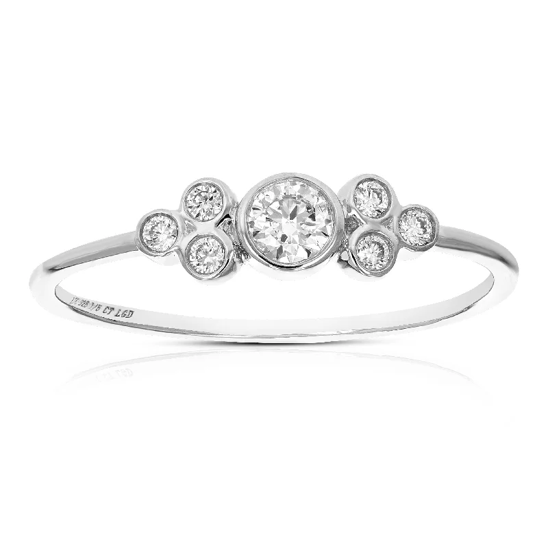 women antique engagement rings -1/5 cttw Diamond Engagement Ring for Women, Round Lab Grown Diamond Engagement Ring in .925 Sterling Silver, Bezel Setting