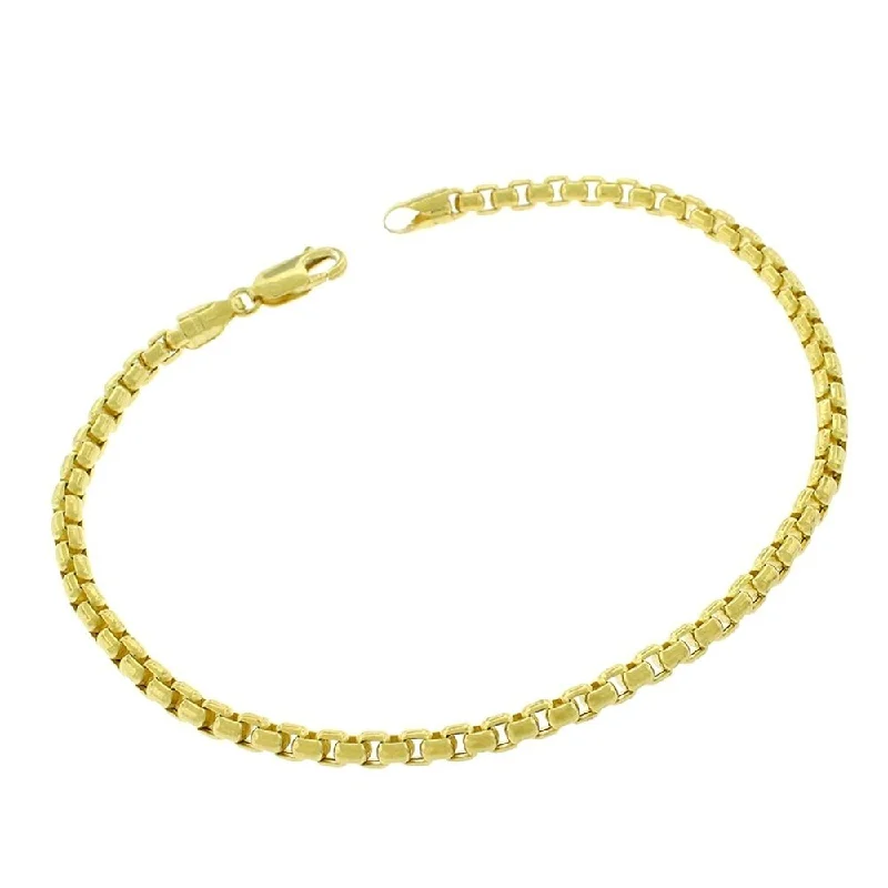 women fashion bangles -14k Yellow Gold 3.5mm Round Box Link Bracelet Chain 8"