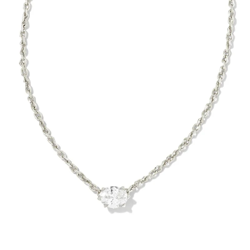 women long necklaces -Kendra Scott | Cailin Silver Pendant Necklace in White Crystal