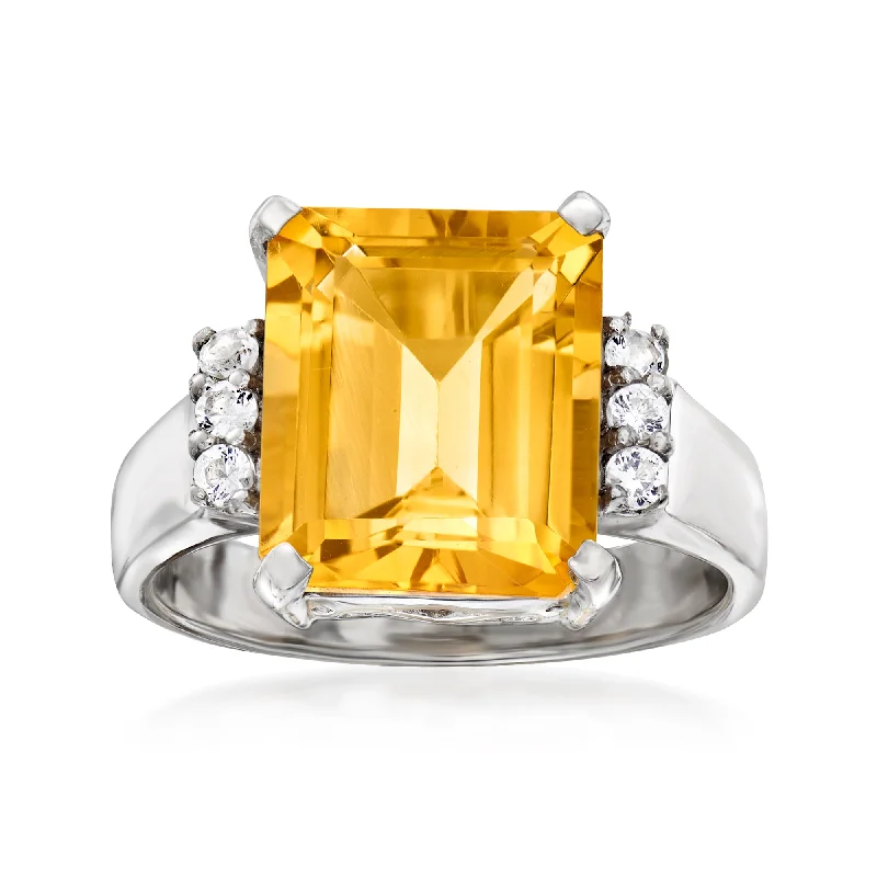 women pave engagement rings -Ross-Simons Citrine and . White Topaz Ring in Sterling Silver