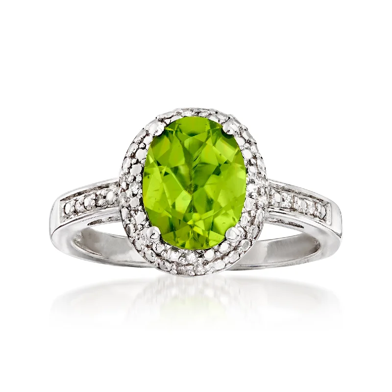 women modern engagement rings -Ross-Simons Peridot and Diamond-Accented Ring in Sterling Silver