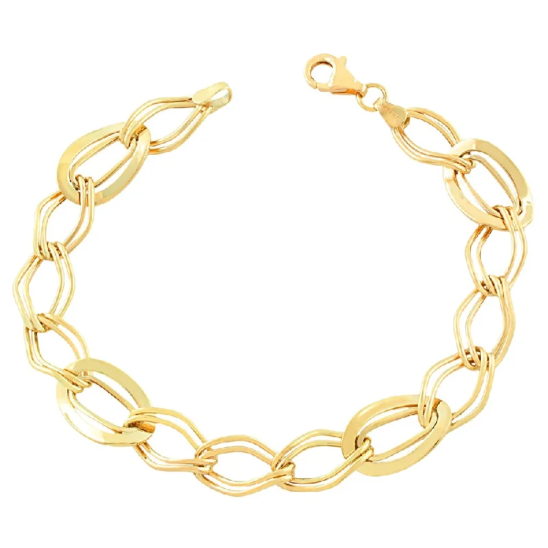 women bold bangles -Fremada 10k Yellow Gold Wavy Oval Bracelet