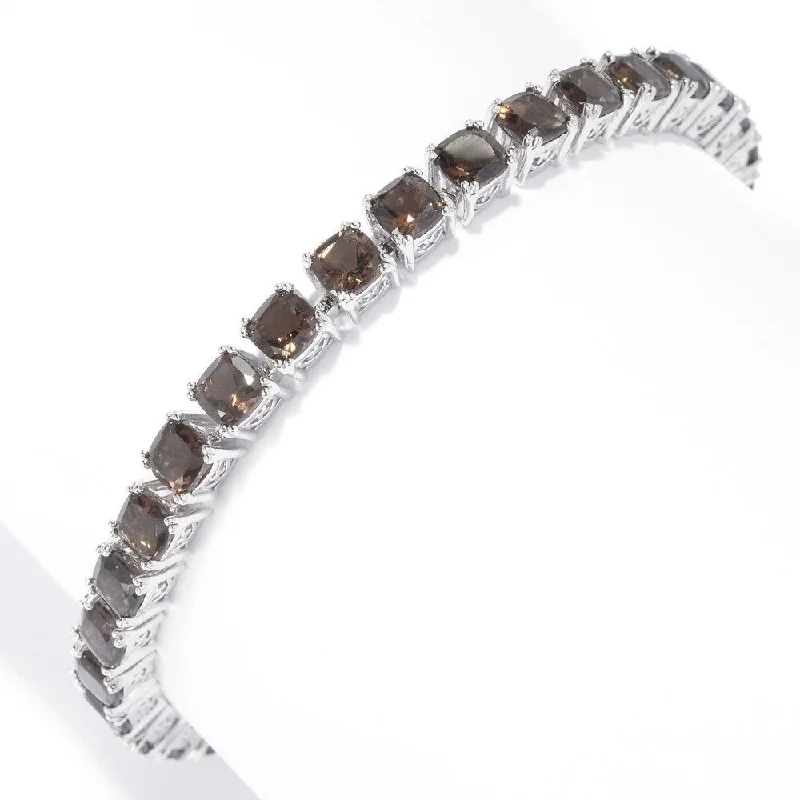 women classic bangle bracelets -925 Sterling Silver Smoky Quartz Bracelet