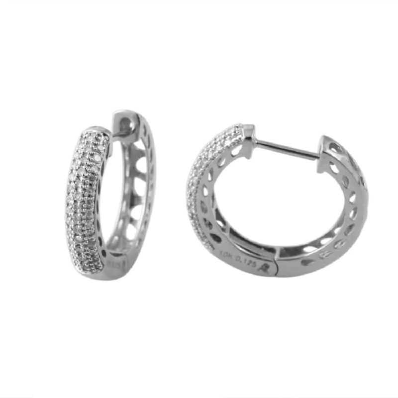 women statement earrings -1/4 CTW Diamond Hoop Earrings in 10KT White Gold