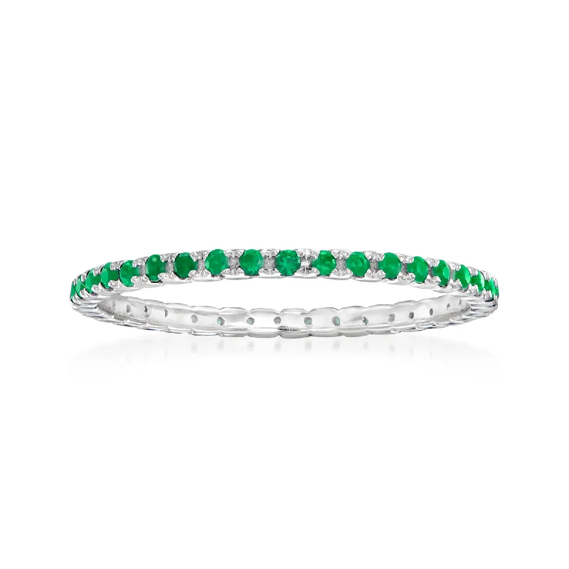 women platinum engagement rings -Ross-Simons Emerald Eternity Band in 14kt White Gold