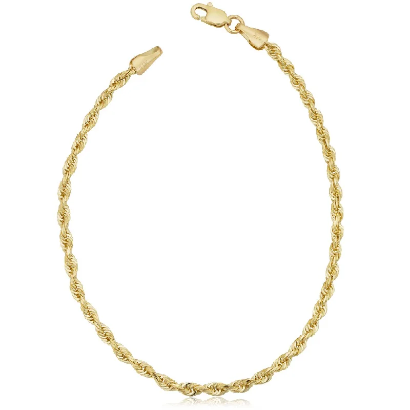 women eco-friendly bracelets -Fremada Unisex 14k Yellow Gold 2.5-mm Solid Rope Chain 7.5 or 8.5-inch Bracelet