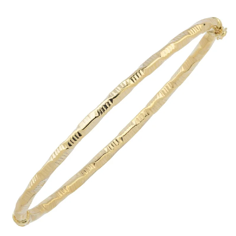 women custom bracelets -Fremada Italian 14k Yellow Gold 3-mm Diamond-Cut Finished Bangle Bracelet