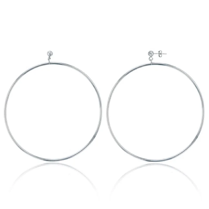 women everyday earrings -Sterling Silver 98MM Hoop Earrings