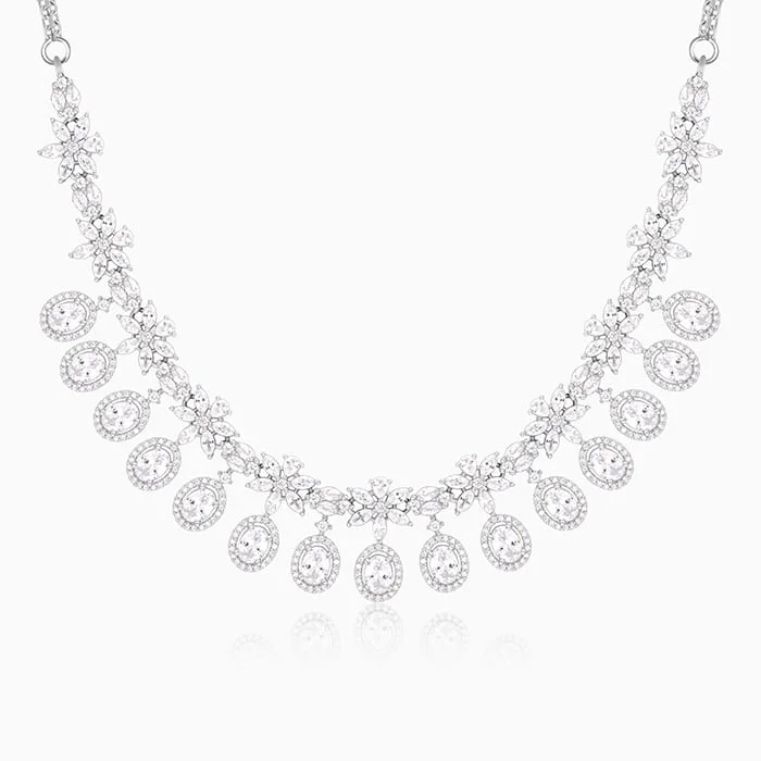 women ruby necklaces -Silver Gleaming Bridal Necklace