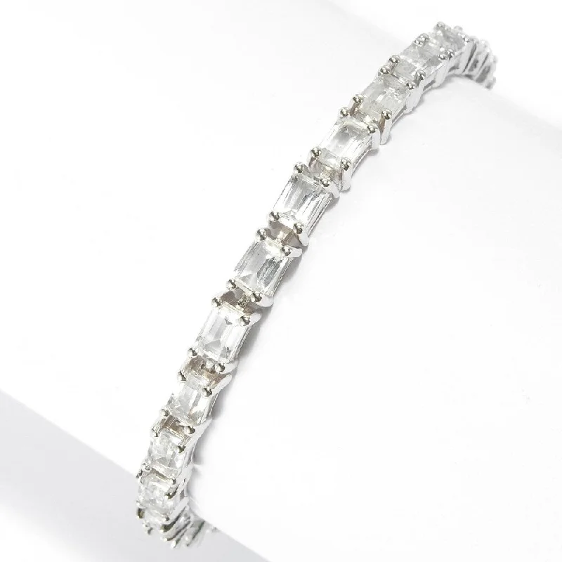 women statement bangles -Sterling Silver Baguette Topaz Line Bracelet