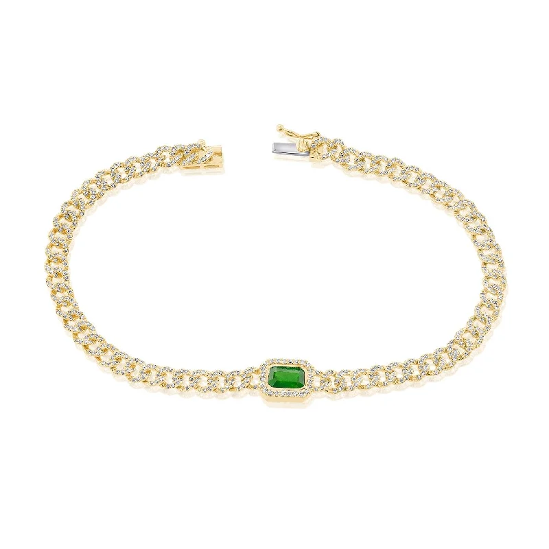 women trendy bracelets -Joelle Emerald & Diamond Tennis Bracelet 14K Yellow Gold 7 inches