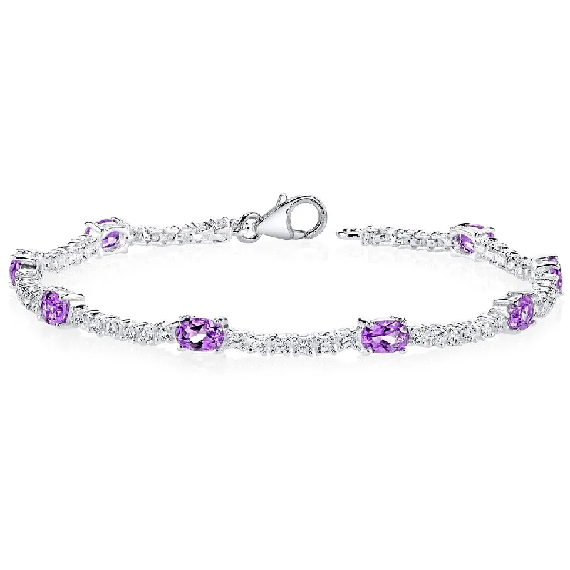 women designer bracelets -3.25 ct Amethyst Tennis Bracelet in Sterling Silver