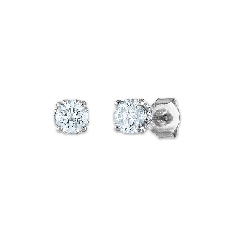 women personalized earrings -EcoLove 1 CTW Lab Grown Diamond Solitaire Stud Earrings in 14KT White Gold