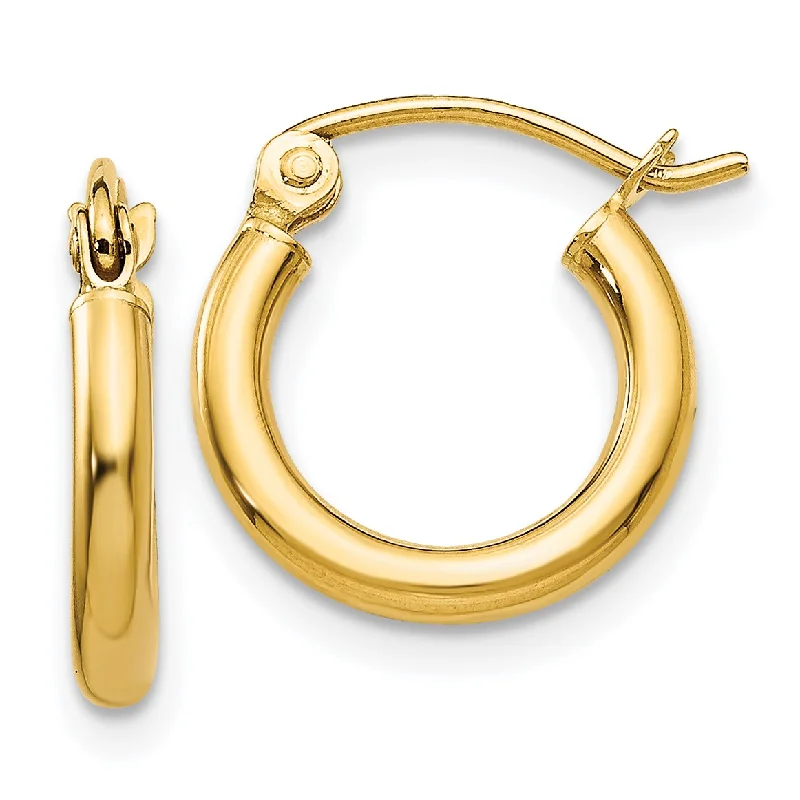 women drop earrings for women -14KT Yellow Gold 13X2MM Hoop Earrings