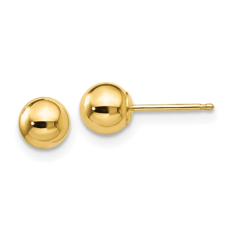 women fashion earrings -14KT Yellow Gold 5MM Ball Stud Earrings