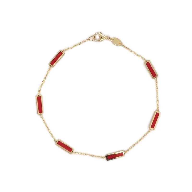 women fashion bangles -Joelle Coral Stackable Bar Bracelet - 14K Gold Coral Bracelet