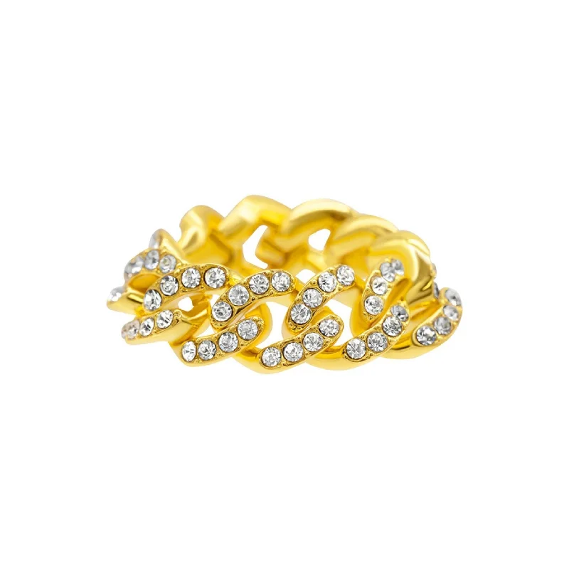 women sparkling engagement rings -Curb Chain Flexible Ring gold