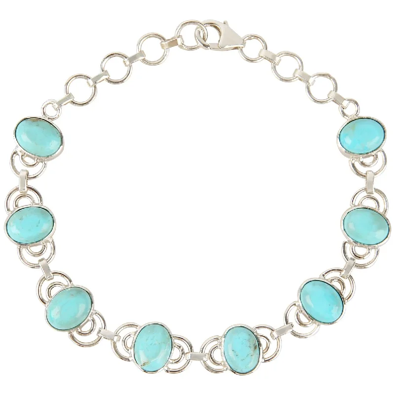 women diamond bracelets -925 Sterling Silver Blue Mohave Turquoise Adjustable Bracelet