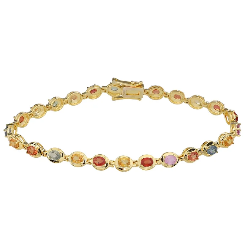 women friendship bracelets -925 Sterling Silver Multi Sapphire Bracelet