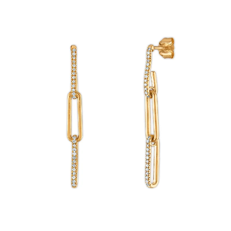 women bridal earrings -LoveSong 1/5 CTW Diamond Fashion Drop & Dangle Paper Clip Earrings in 10KT Yellow Gold