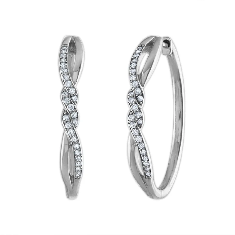 women everyday earrings -1/4 CTW Diamond Twist Hoop Earrings in Sterling Silver