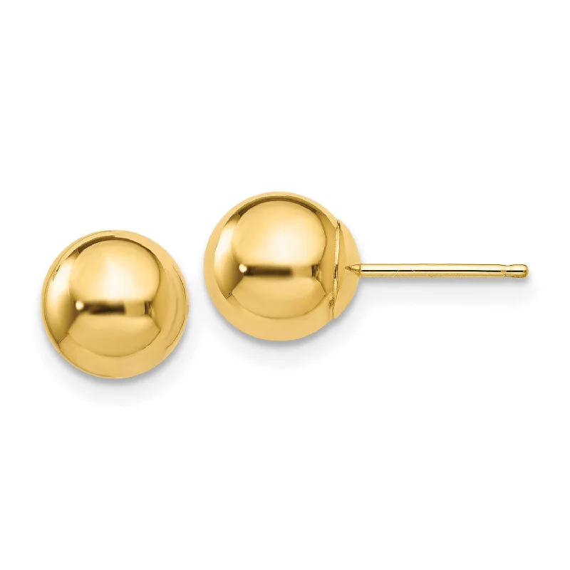 women wedding earrings -14KT Yellow Gold 7MM Ball Stud Earrings