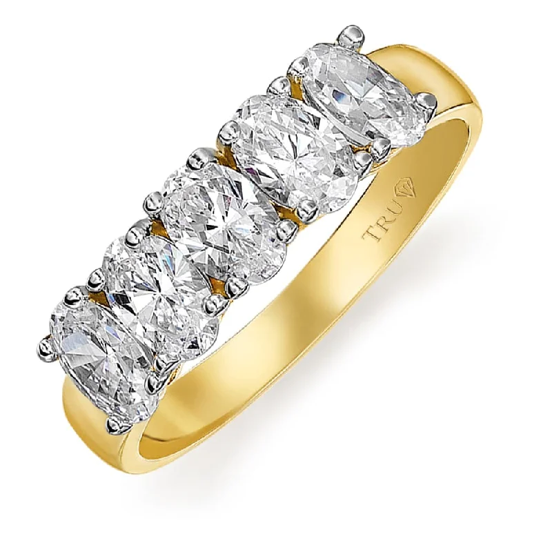 women gold wedding bands -5-Stone Oval  Ring