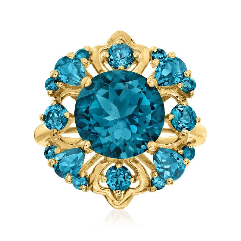 women exclusive engagement rings -Ross-Simons London Blue Topaz Ring in 14kt Yellow Gold