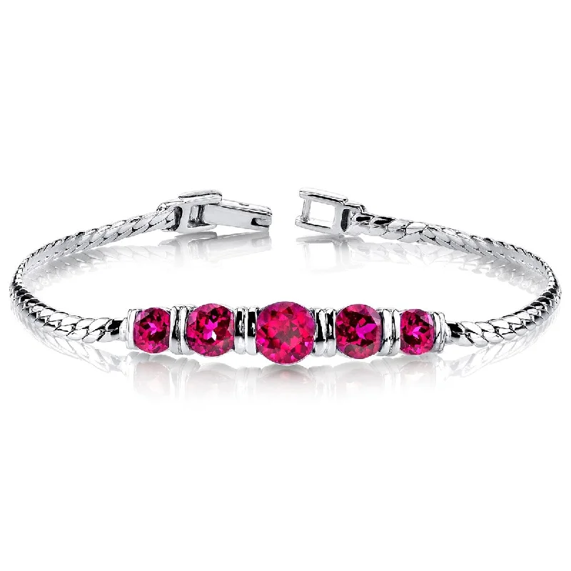 women beaded bracelets -5 ct Ruby Tennis Bracelet in Sterling Silver