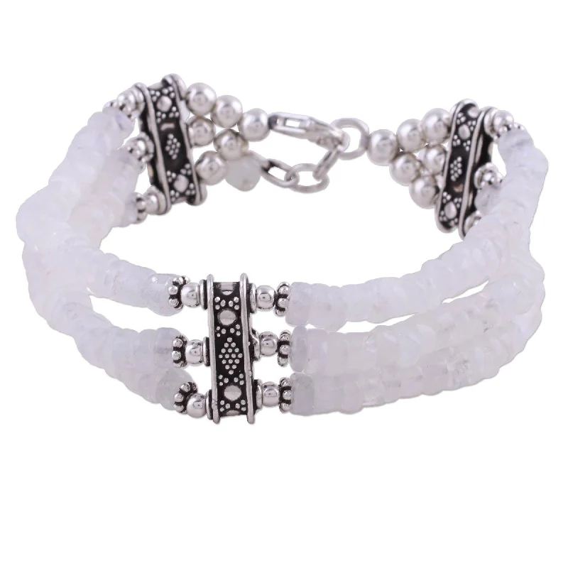 women chunky bracelets -Sterling Silver 'Pure Love' Moonstone Bracelet (India)