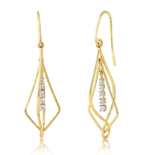 women adjustable earrings -1/7 CTW Diamond Drop & Dangle Earrings in 10KT Yellow Gold