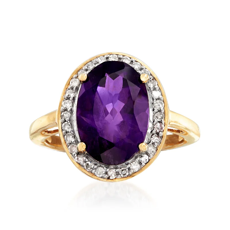 women custom engagement rings -Ross-Simons Amethyst and . Diamond Ring in 14kt Yellow Gold