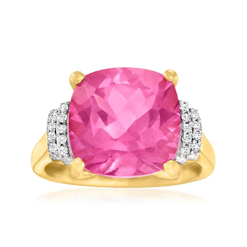 women forever engagement rings -Ross-Simons Pink Topaz Ring With Diamond Accents in 18kt Gold Over Sterling