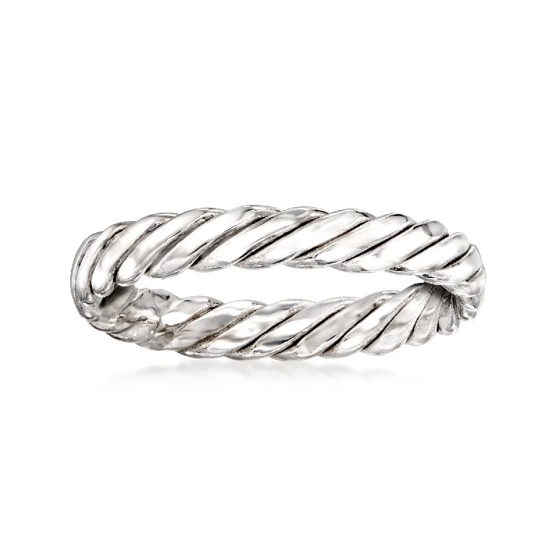 women classic princess-cut engagement rings -Ross-Simons 14kt White Gold Twisted Ring