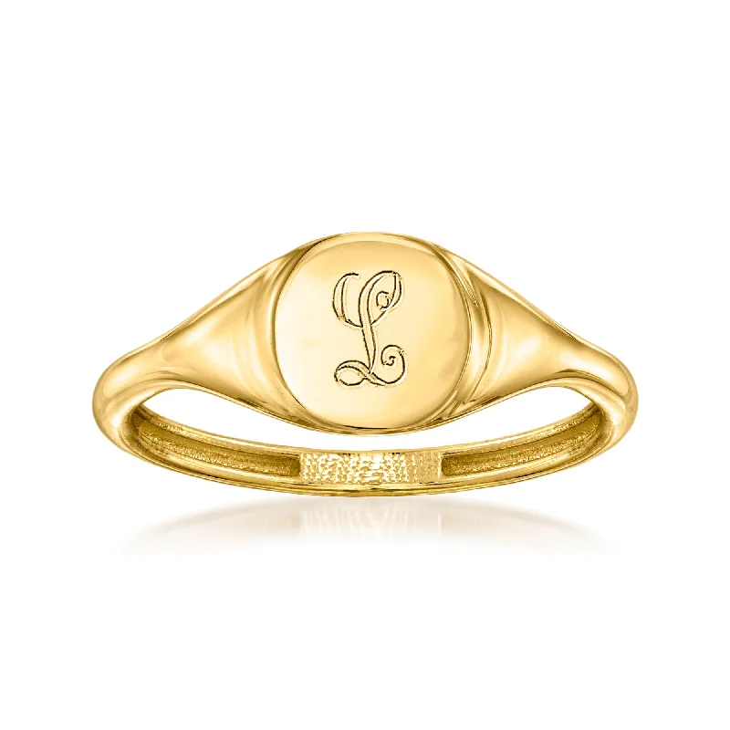 women birthstone engagement rings -RS Pure by Ross-Simons Italian 14kt Yellow Gold Personalized Circle Signet Ring