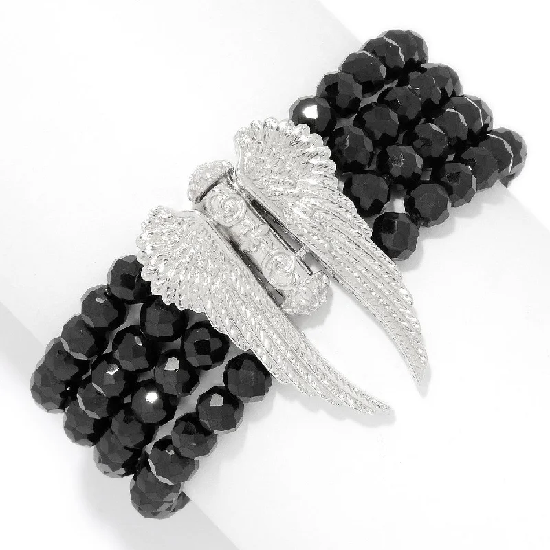 women crystal bracelets -Dallas Prince Designs Sterling Silver Hematite & Black Spinel Slide Bracelet