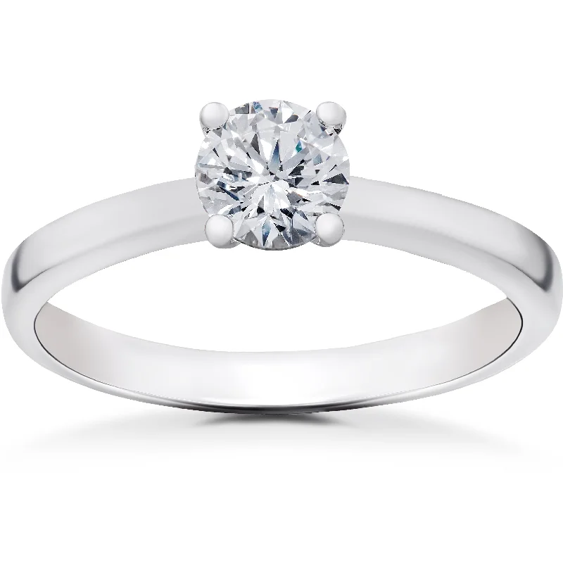 women three-stone engagement rings -1/2 ct Lab Grown Diamond Elizabeth Solitaire Engagement Ring 14k White Gold