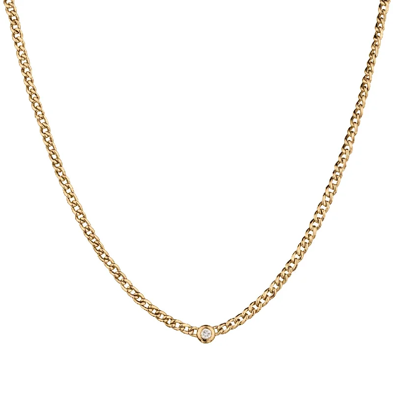 women affordable necklaces -BEZEL SET DIAMOND NECKLACE