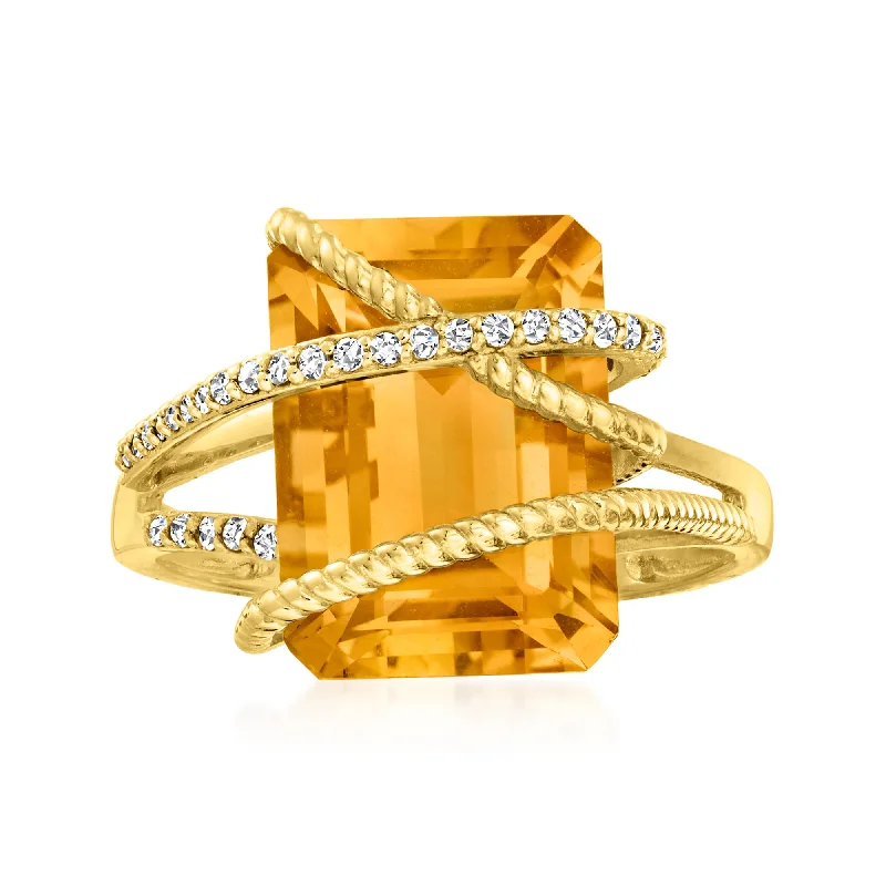 women engagement rings -Ross-Simons Citrine and . Diamond Ring in 14kt Yellow Gold